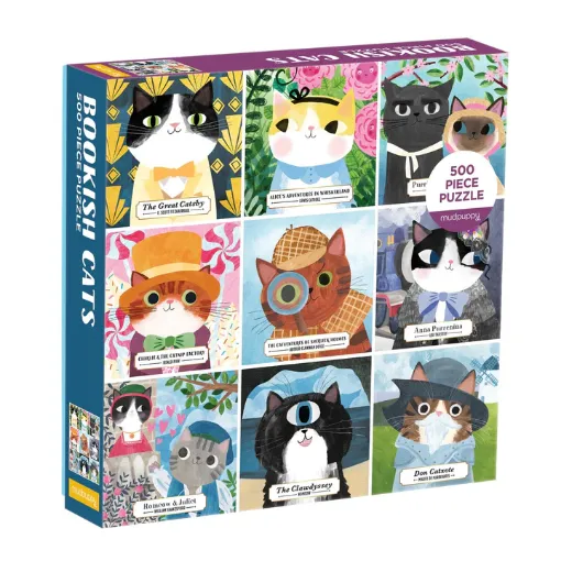 图片  Mudpuppy Bookish Cats 500 Piece Family Puzzle