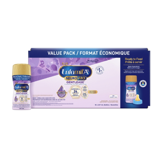 图片  Enfamil A+ 1 Gentlease Infant Formula Ready to Feed Bottles, Nipple-Ready 18x237mL